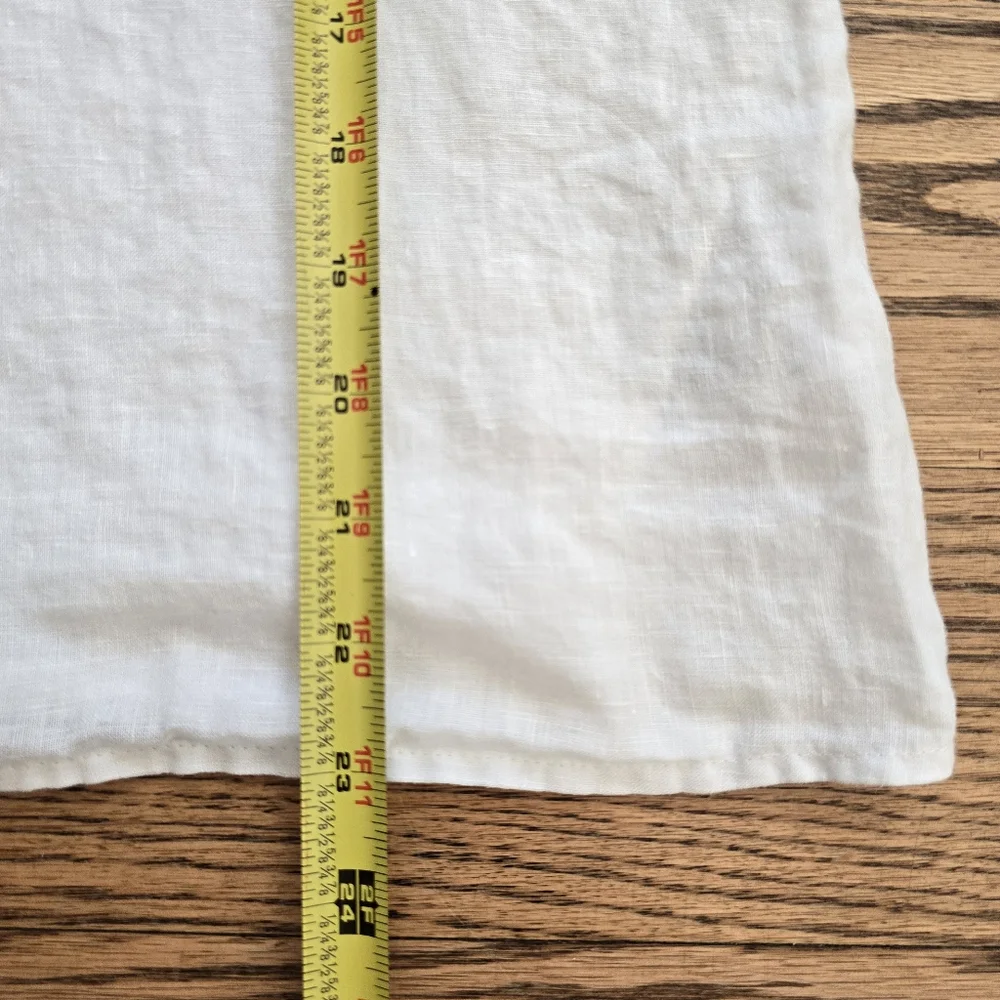 100 Linen VELVET White Top Adley Large Puff Sleeves V neck Graham Spencer - Picture 7 of 9